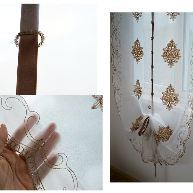 Elegante Raffgardine mit barocker Stickerei