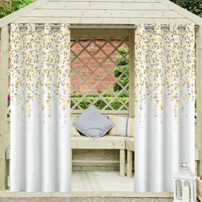 Outdoor Vorhang mit blauem Blumenmuster