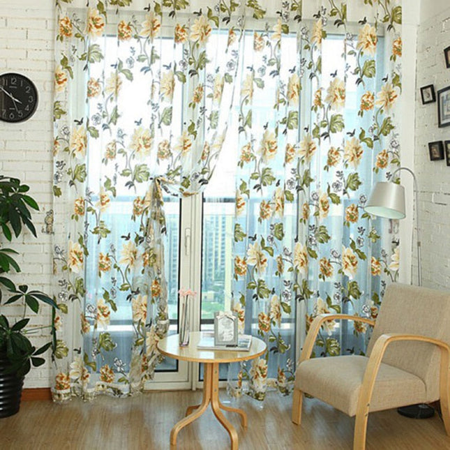 Leichter Voile-Vorhang mit großem Blumenmuster