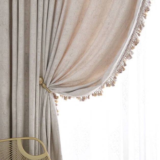 Boho Vorhang mit Quasten für Wohnzimmer