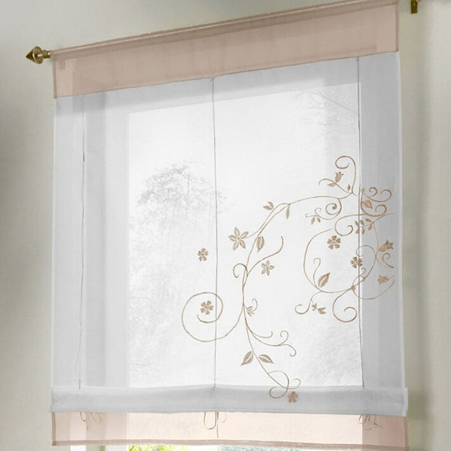 Transparente Raffgardine mit floraler Stickerei