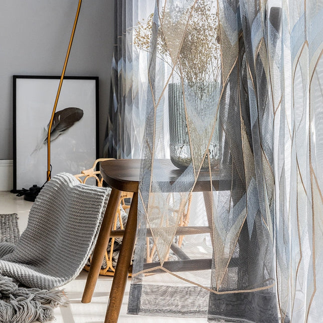Bestickter Voile-Vorhang Kuala geometrisch