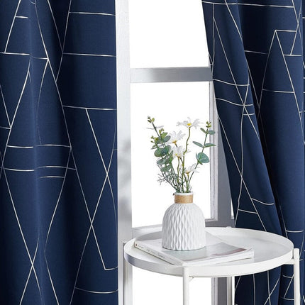 Verdunkelungsvorhang Hamina Blau geometrisches Muster