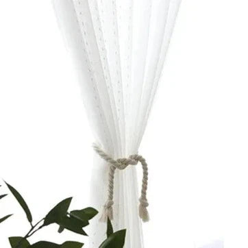 Voile-Gardine mit feiner Punkt-Stickerei