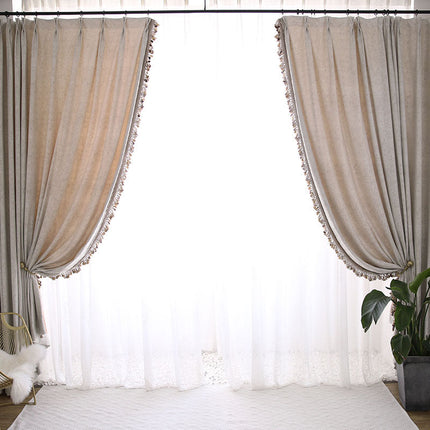 Boho Vorhang mit Quasten für Wohnzimmer