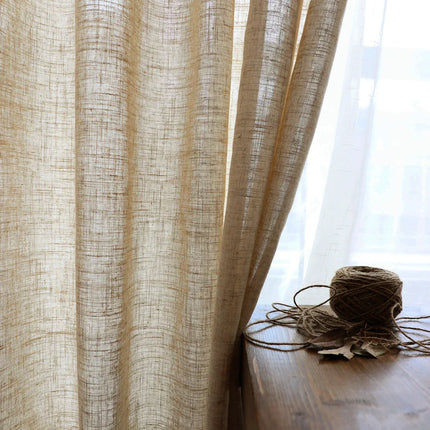 Beige Voile-Gardine in Leinenoptik