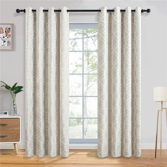 Verdunkelungsvorhang Beige mit geometrischem Muster