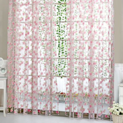 Gardine mit floralem Muster 3D-Optik