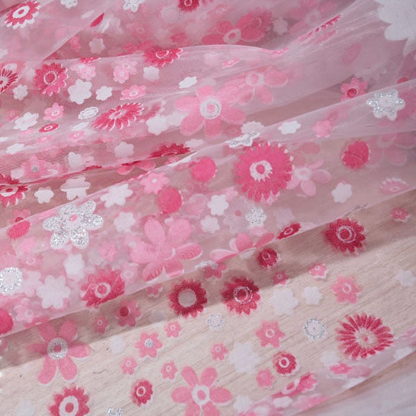 Rosa Voile Vorhang mit Blumenmuster