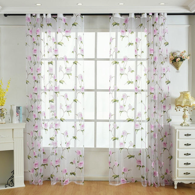 Gardine mit zartem Blumenranken-Muster