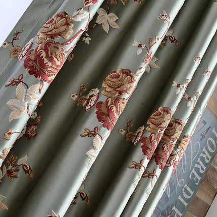 Satin Verdunkelungsvorhang mit Vintage-Blumen