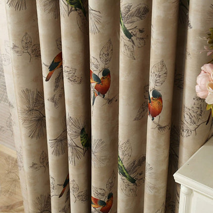 Vorhang Meleiro mit Vögel- und Blättermotiv