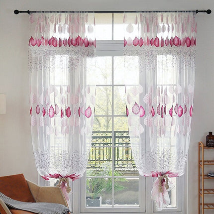 Transparente Gardine Violett mit Blättermotiv
