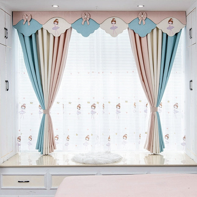 Mädchen Kinderzimmer Vorhang mit Ballerina-Stickerei