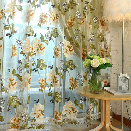 Leichter Voile-Vorhang mit großem Blumenmuster