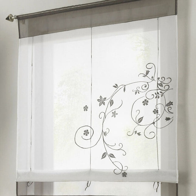 Transparente Raffgardine mit floraler Stickerei