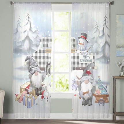 Weihnachtsgardine transparent mit Wintermotiv