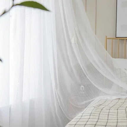 Voile-Gardine mit feiner Punkt-Stickerei