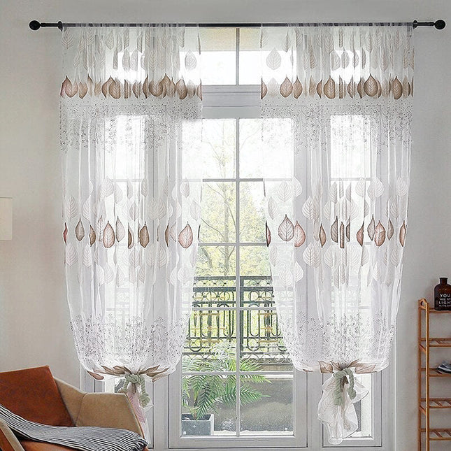 Transparente Gardine Café mit Blattmuster