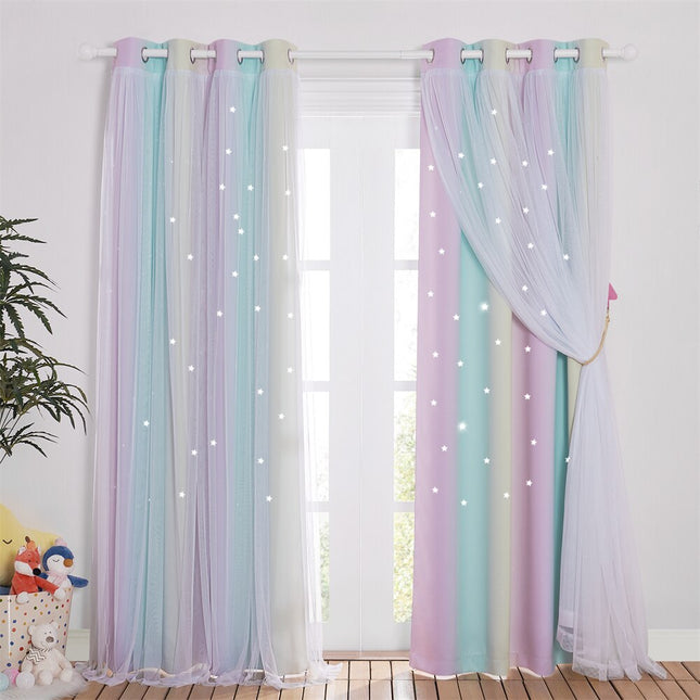 Regenbogen Vorhang mit Sternen für Mädchenzimmer