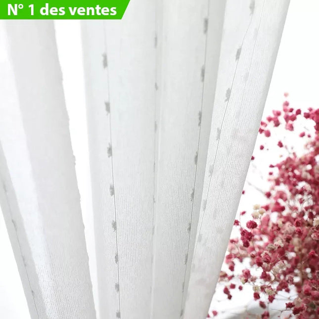 Voile-Gardine mit feiner Punkt-Stickerei