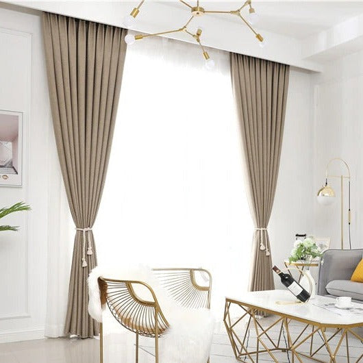 Blickdichter Vorhang in Dunkelbeige