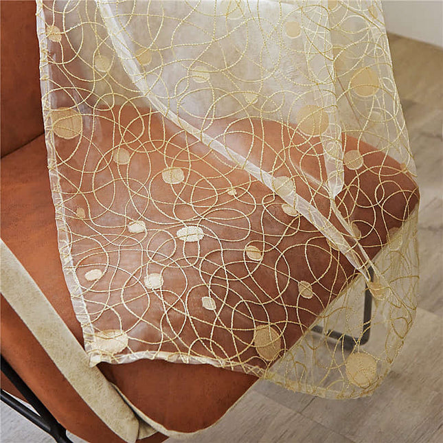 Braune Voile-Gardine mit Vogelmotiv